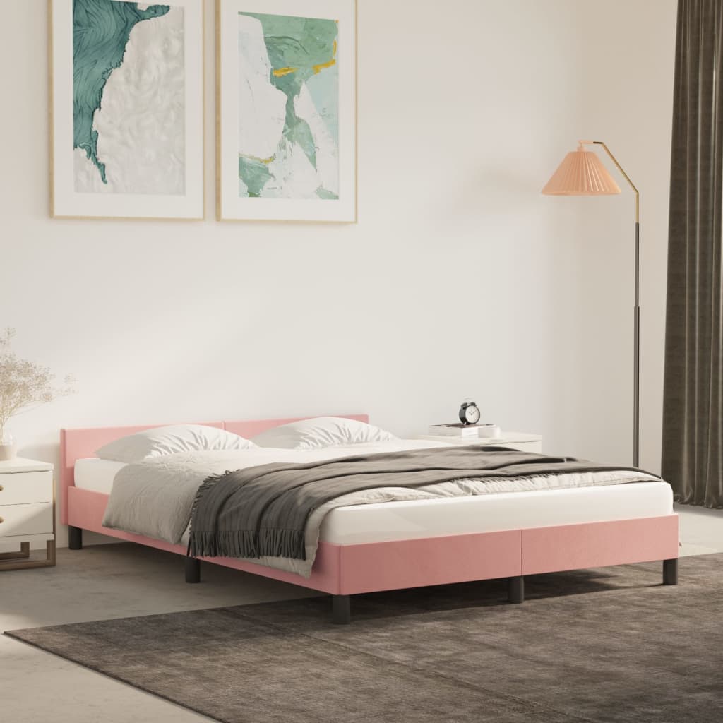 vidaXL Bettgestell mit Kopfteil ohne Matratze Rosa 140x190 cm Samt