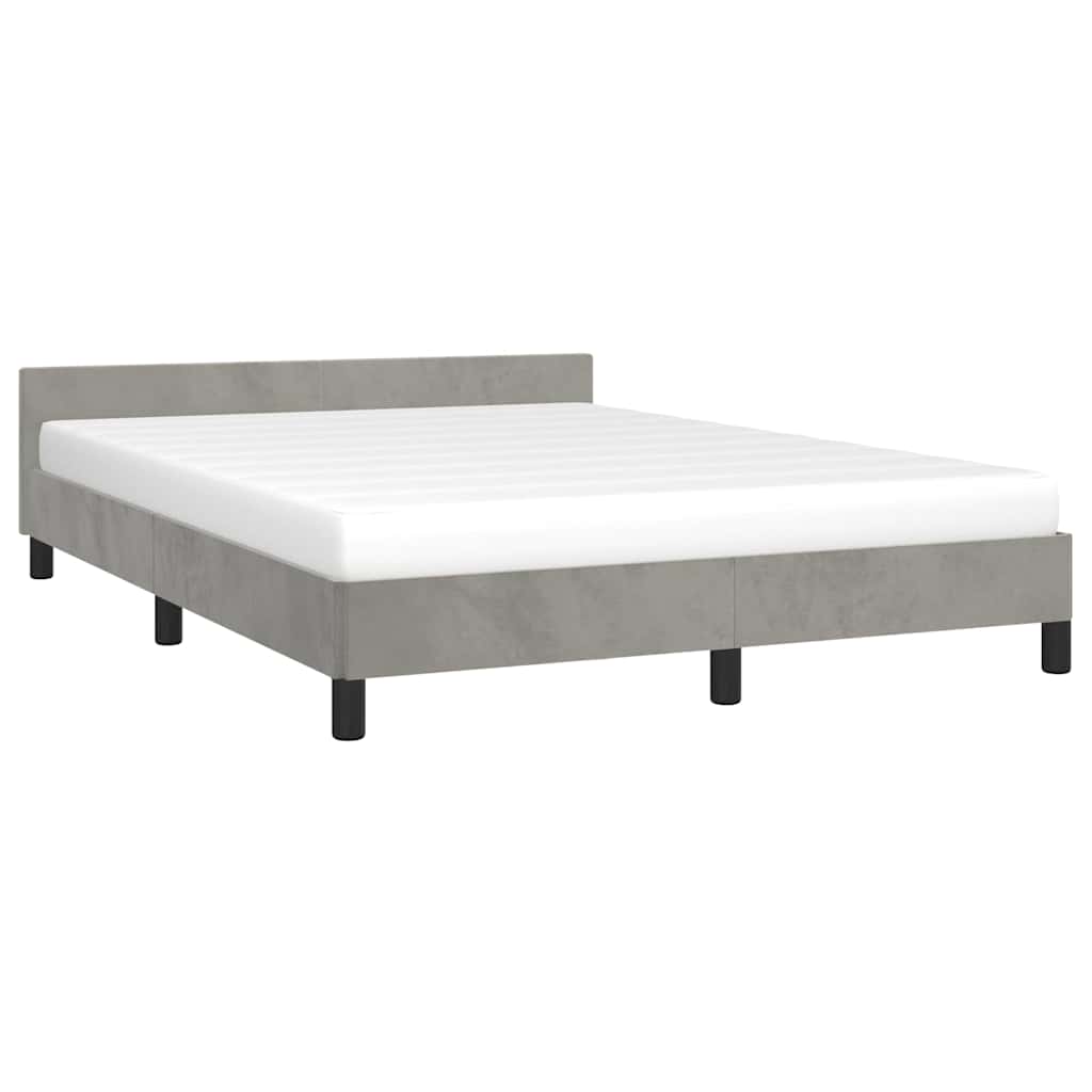 vidaXL Bedframe zonder matras 140x200 cm fluweel lichtgrijs grijs, foto 2
