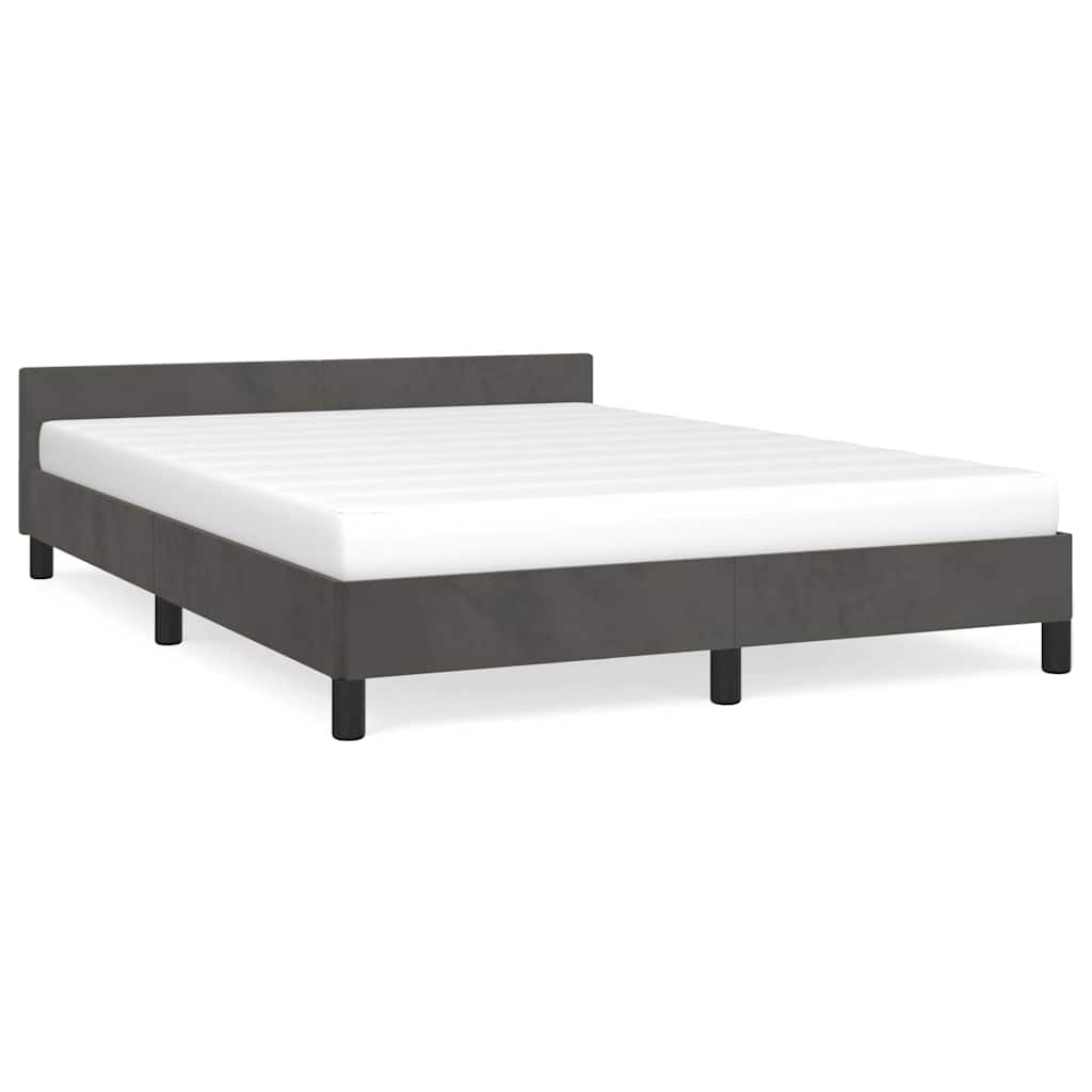 vidaXL Bedframe zonder matras 140x200 cm fluweel donkergrijs grijs, foto 3