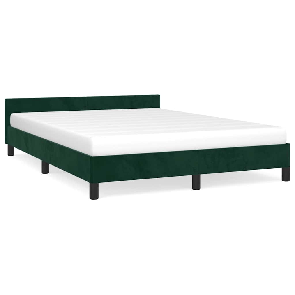vidaXL Bedframe zonder matras 140x200 cm fluweel donkergroen groen, foto 3