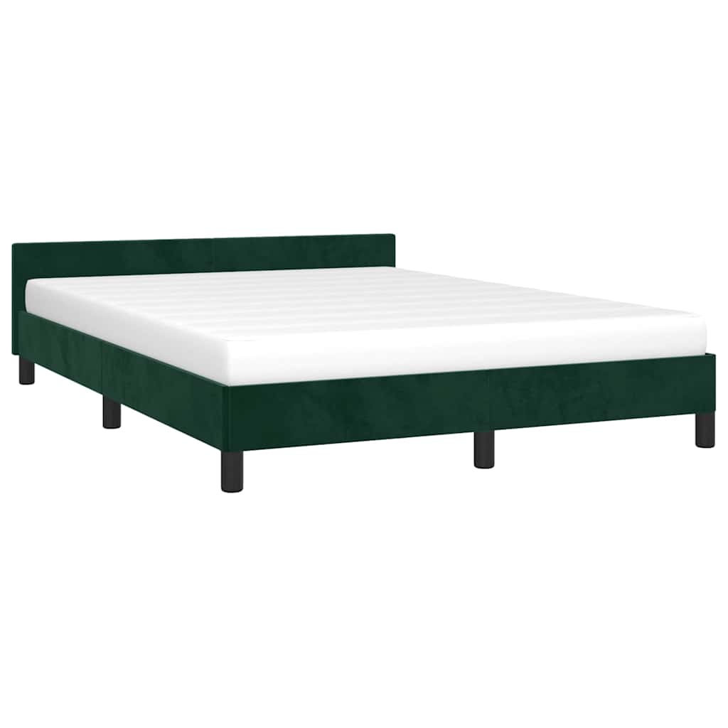 vidaXL Bedframe zonder matras 140x200 cm fluweel donkergroen groen, foto 2