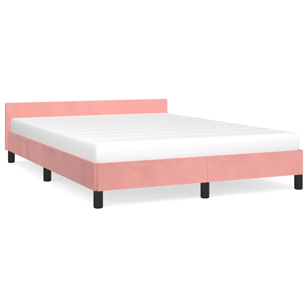 vidaXL Bedframe met hoofdeinde zonder matras 140x200 cm fluweel roze, foto 3