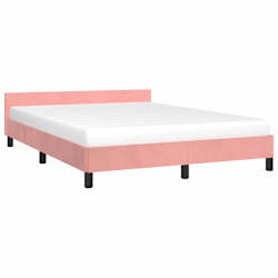 vidaXL Bedframe met hoofdeinde zonder matras 140x200 cm fluweel roze