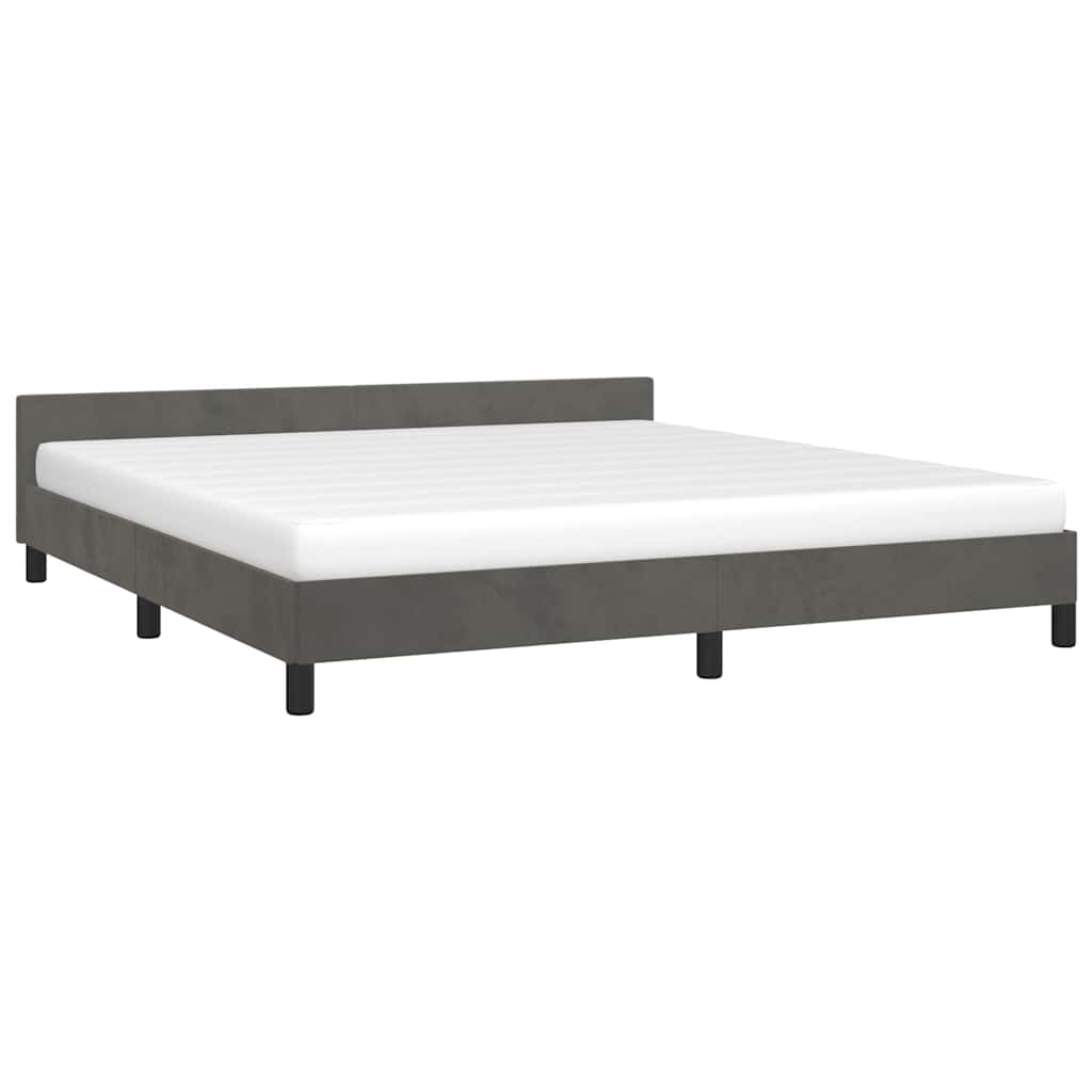 vidaXL Bedframe zonder matras 160x200 cm fluweel donkergrijs grijs, foto 2