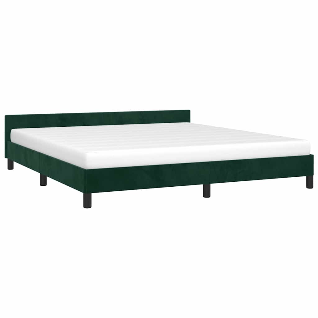 vidaXL Bedframe zonder matras 160x200 cm fluweel donkergroen groen, foto 2