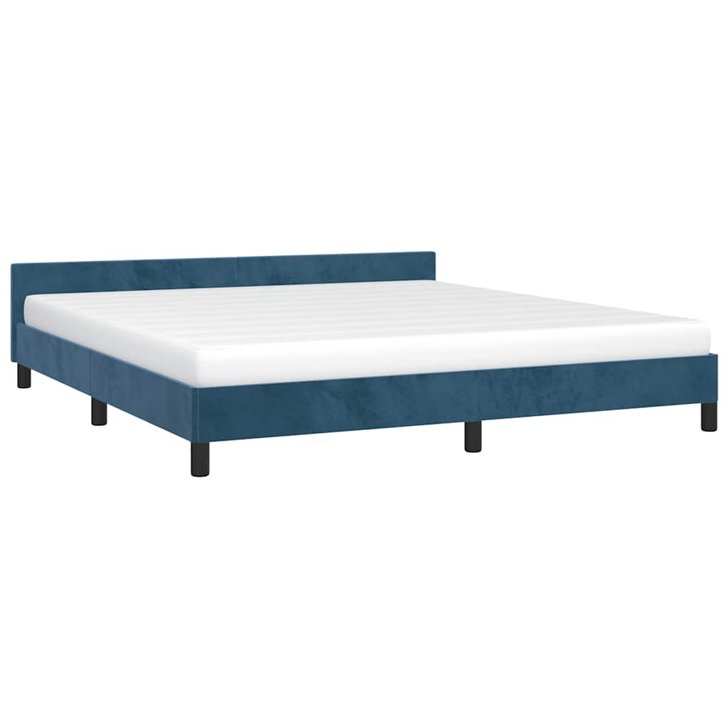 vidaXL Bedframe zonder matras 160x200 cm fluweel donkerblauw afbeelding