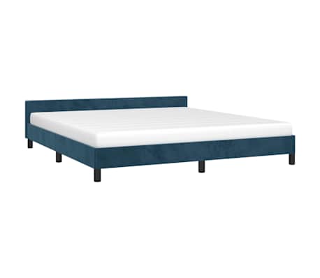 vidaXL Bedframe zonder matras 160x200 cm fluweel donkerblauw