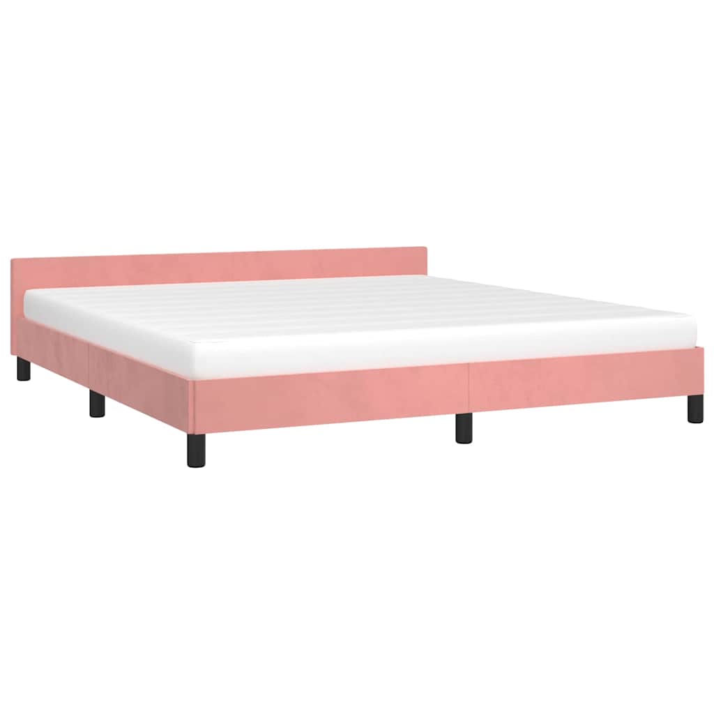 vidaXL Bedframe met hoofdeinde zonder matras 160x200 cm fluweel roze afbeelding