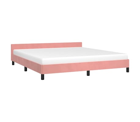 vidaXL lovos rėmas su galvūgaliu be čiužinio rožinis 160x200cm aksomas
