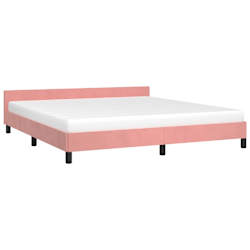 vidaXL lovos rėmas su galvūgaliu be čiužinio rožinis 160x200cm aksomas