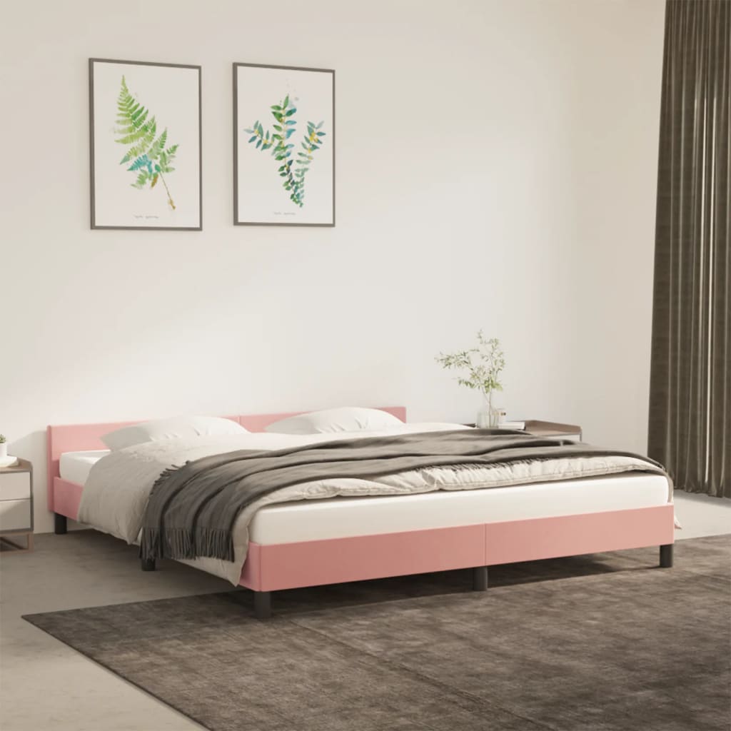 Cadre de lit avec tête de lit Rose 160x200 cm Velours