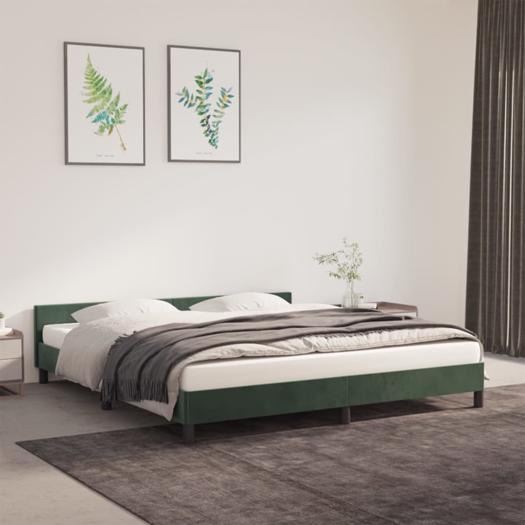 Rám postele s čelem tmavě zelený 180x200 cm samet