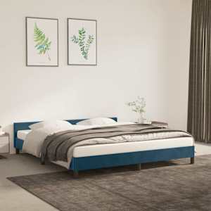 Rám postele bez matrace tmavě modrý 180x200 cm samet - obrázek 1