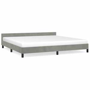 Rám postele bez matrace světle šedý 200 x 200 cm samet - obrázek 2