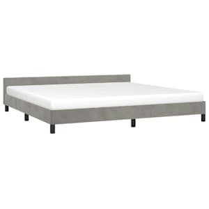 Rám postele bez matrace světle šedý 200 x 200 cm samet - obrázek 3