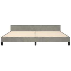 Rám postele bez matrace světle šedý 200 x 200 cm samet - obrázek 5