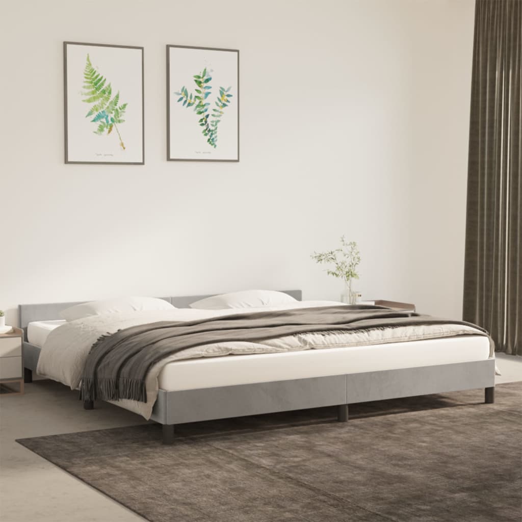 vidaXL Cadru de pat cu tăblie, gri deschis, 200x200 cm, catifea