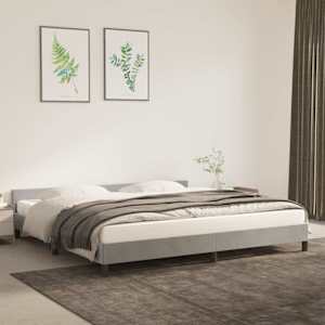 Rám postele bez matrace světle šedý 200 x 200 cm samet - obrázek 1