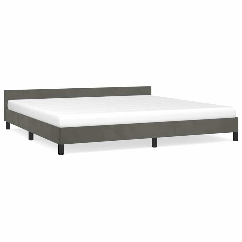 vidaXL Bedframe zonder matras 200x200 cm fluweel donkergrijs grijs, foto 3