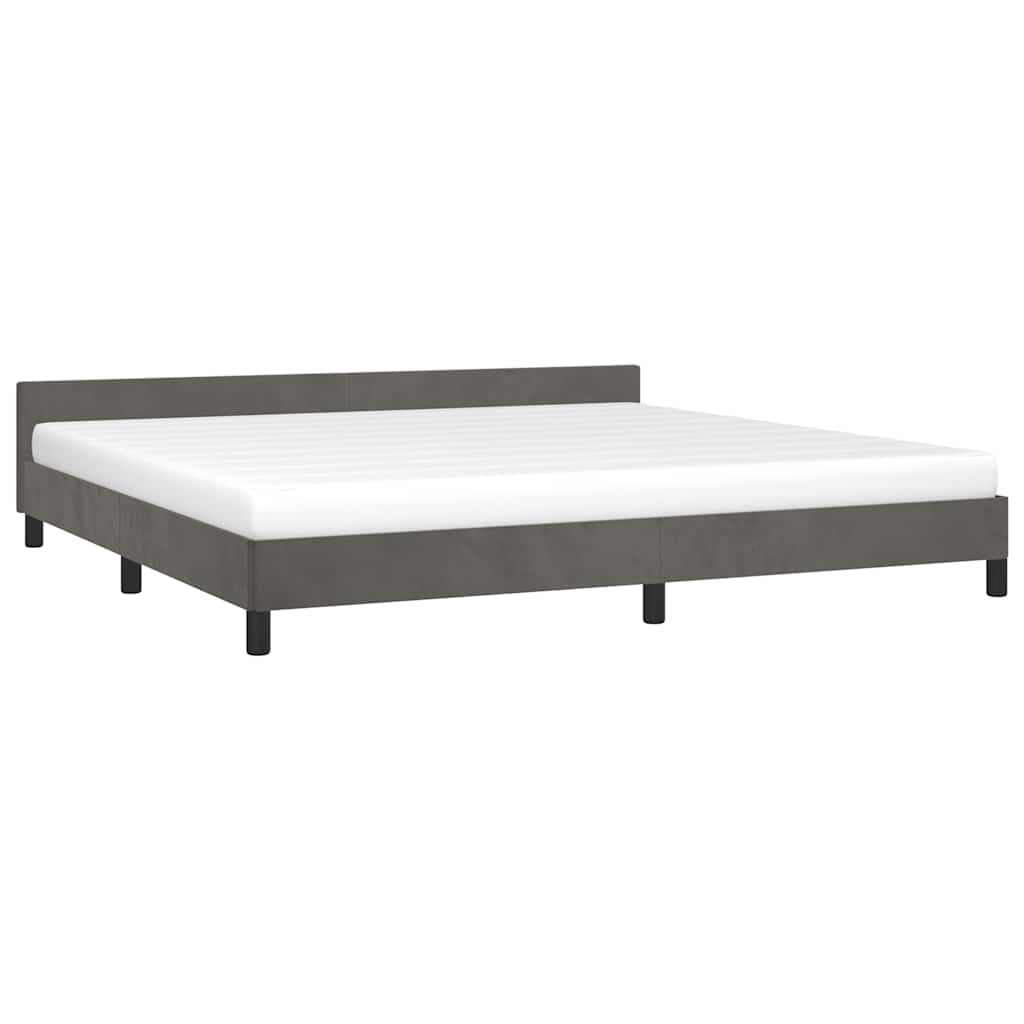 vidaXL Bedframe zonder matras 200x200 cm fluweel donkergrijs afbeelding