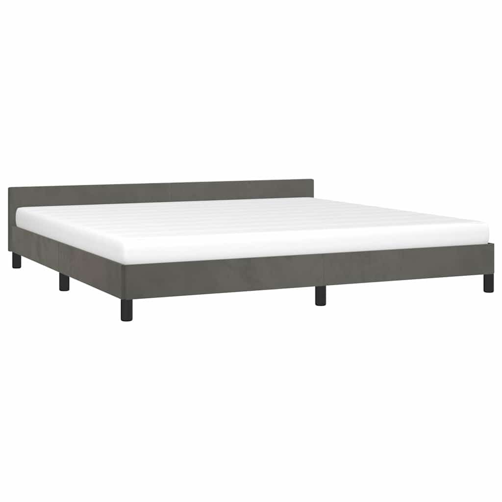 vidaXL Bedframe zonder matras 200x200 cm fluweel donkergrijs grijs, foto 2