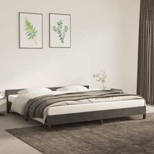 Rám postele bez matrace tmavě šedý 200 x 200 cm samet - obrázek 1