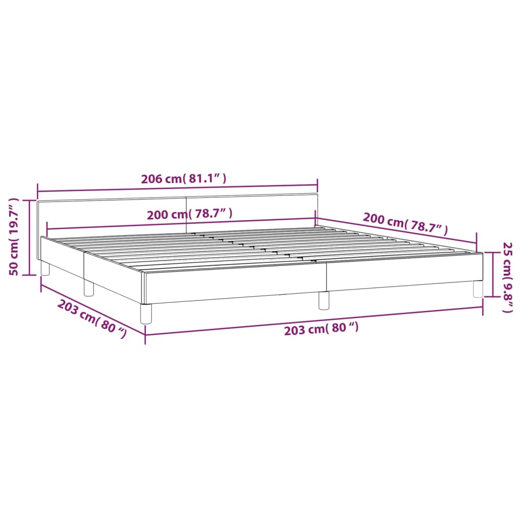 Posteljni okvir z vzglavjem črn 200x200 cm žamet