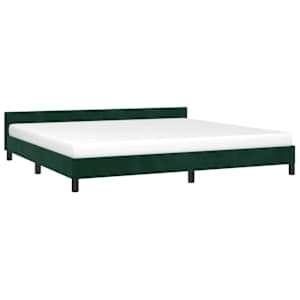 Rám postele bez matrace tmavě zelená 200 x 200 cm samet - obrázek 3