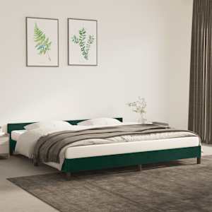 Posteljni okvir brez vzmetnice temno zelen 200x200 cm žamet