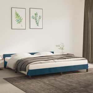 Rám postele bez matrace tmavě modrý 200x200 cm samet - obrázek 1