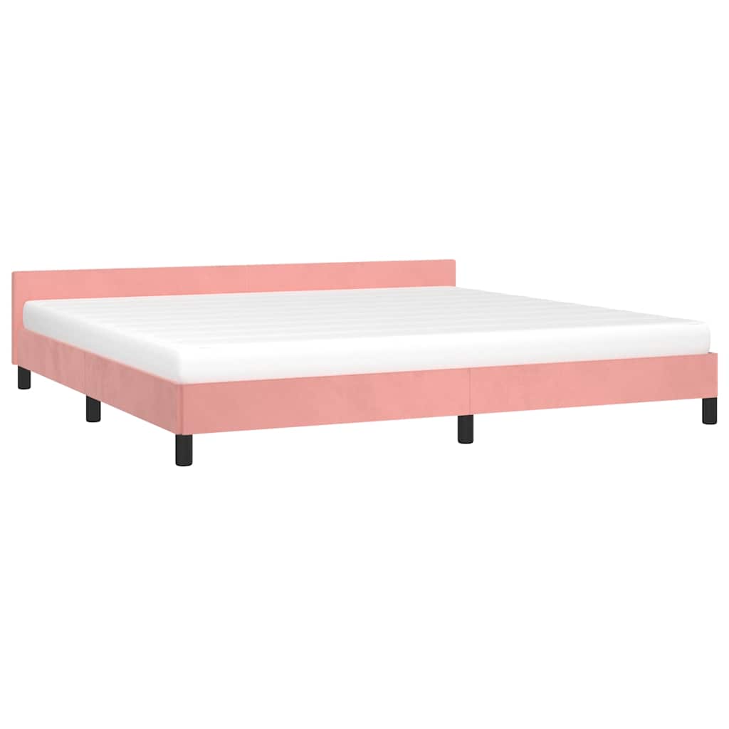 vidaXL Bedframe met hoofdeinde zonder matras 200x200 cm fluweel roze afbeelding