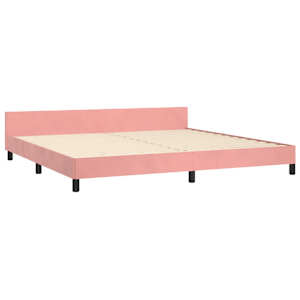 Rám postele s čelem bez matrace růžový 200x200 cm samet - obrázek 4