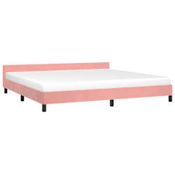 vidaXL Posteljni okvir z vzglavjem brez vzmetnice roza 200x200cm žamet