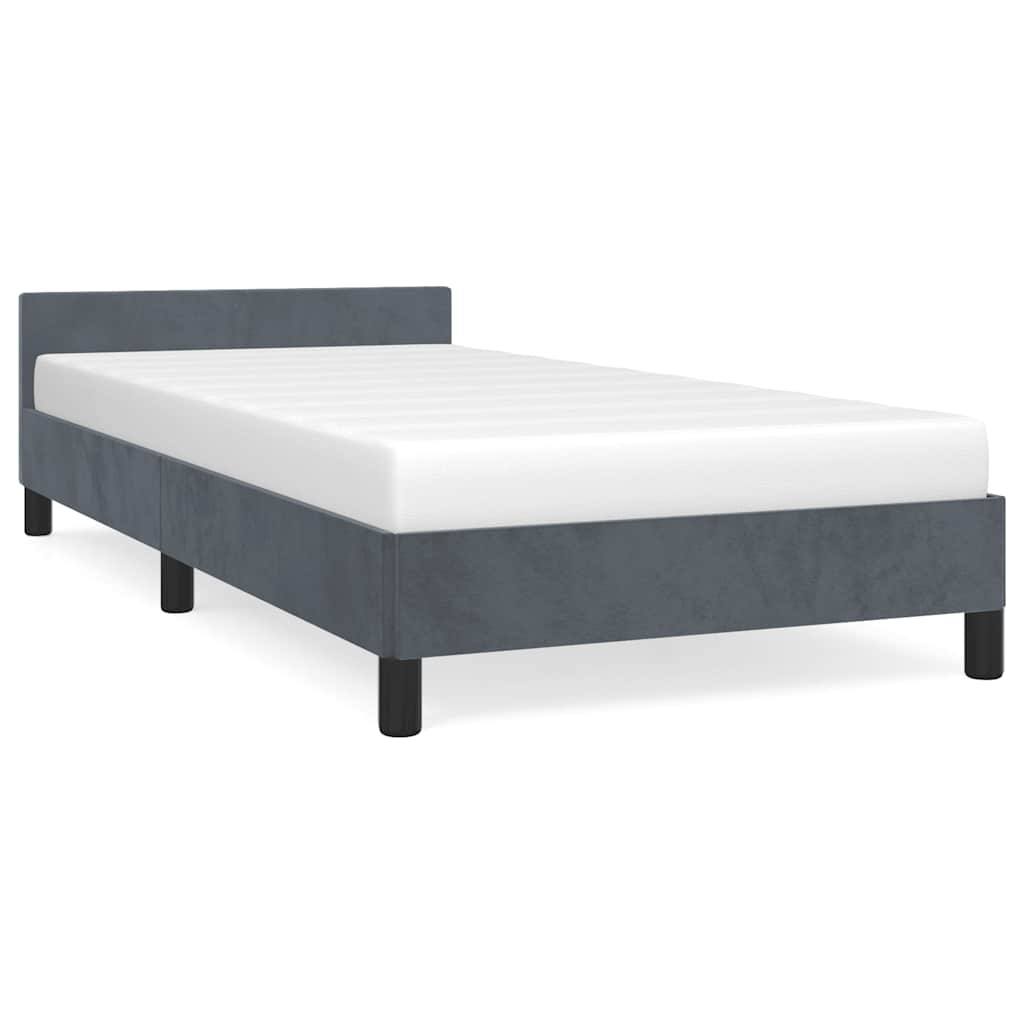 Photos - Bed Frame VidaXL  without Mattress Dark Gray Twin XL Velvet 