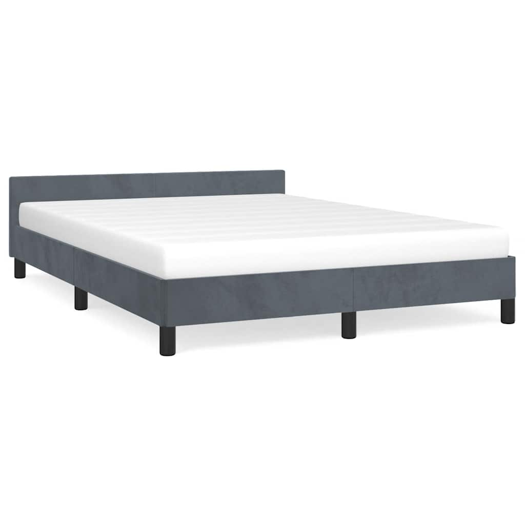 Photos - Bed Frame VidaXL  without Mattress Dark Gray Queen Velvet 