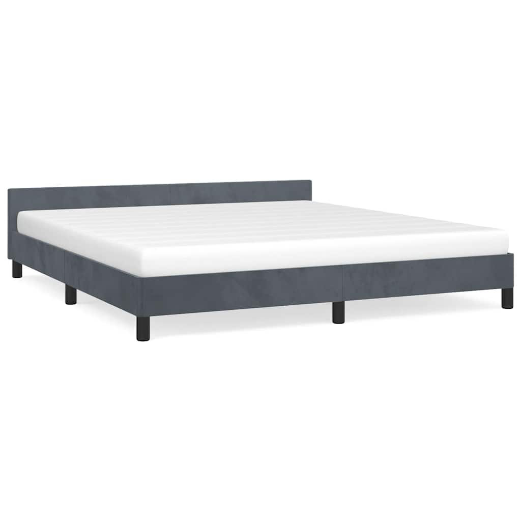 Photos - Bed Frame VidaXL  without Mattress Dark Gray California King Velvet 