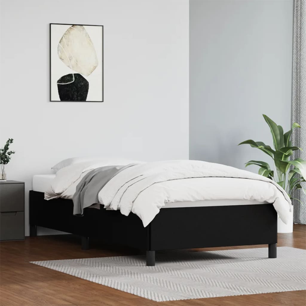 vidaXL Cadru de pat, negru, 90x190 cm, de o persoană, piele ecologică