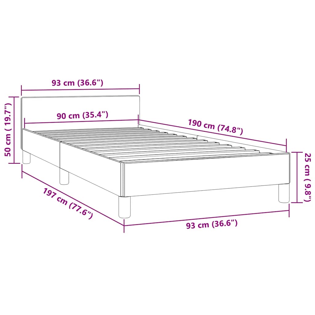 Sängynrunko ilman patjaa vaaleanharmaa 90x190cm Single kangas - Image 9
