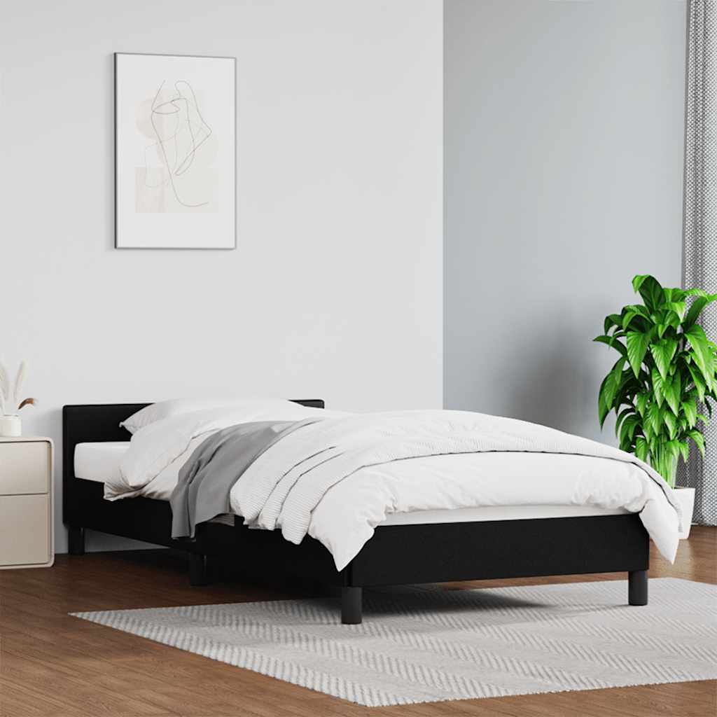 Bed Frame with Headboard Black 90x190cm Single Faux Leather