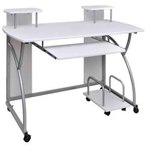 vidaXL arvutilaud, valge, 110 x 52 x 88,5 cm, tehispuit