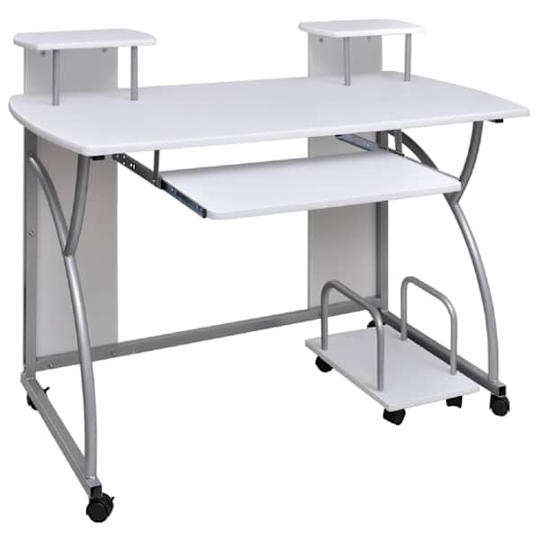 vidaXL arvutilaud, valge, 110 x 52 x 88,5 cm, tehispuit