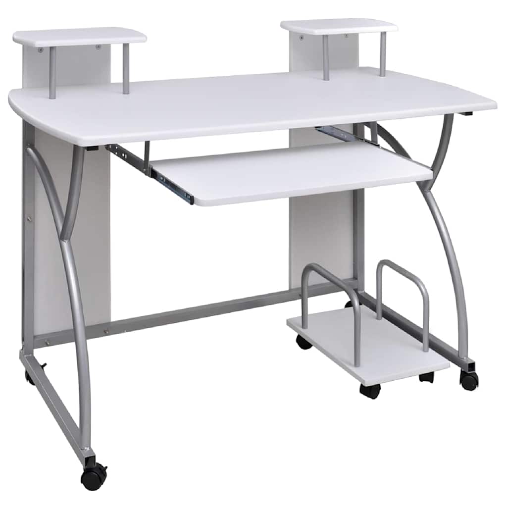 vidaXL Datorbord vit 110x52x88,5 cm konstruerat tr&auml;