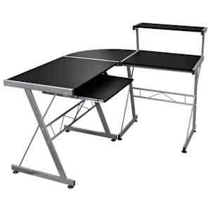 vidaXL nurga arvutilaud, must, 132 x 112 x 99 cm, tehispuit