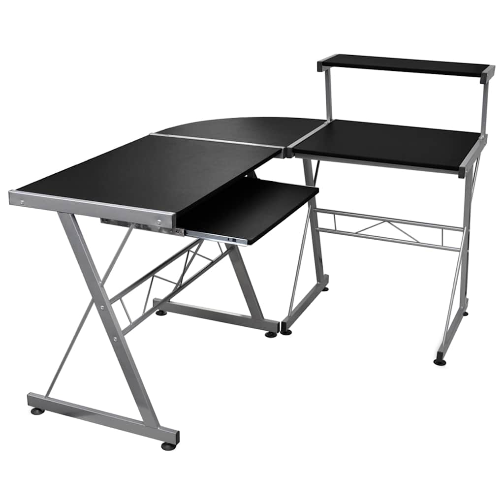 vidaXL Datorbord h&ouml;rn svart 132x112x99 cm konstruerat tr&auml;
