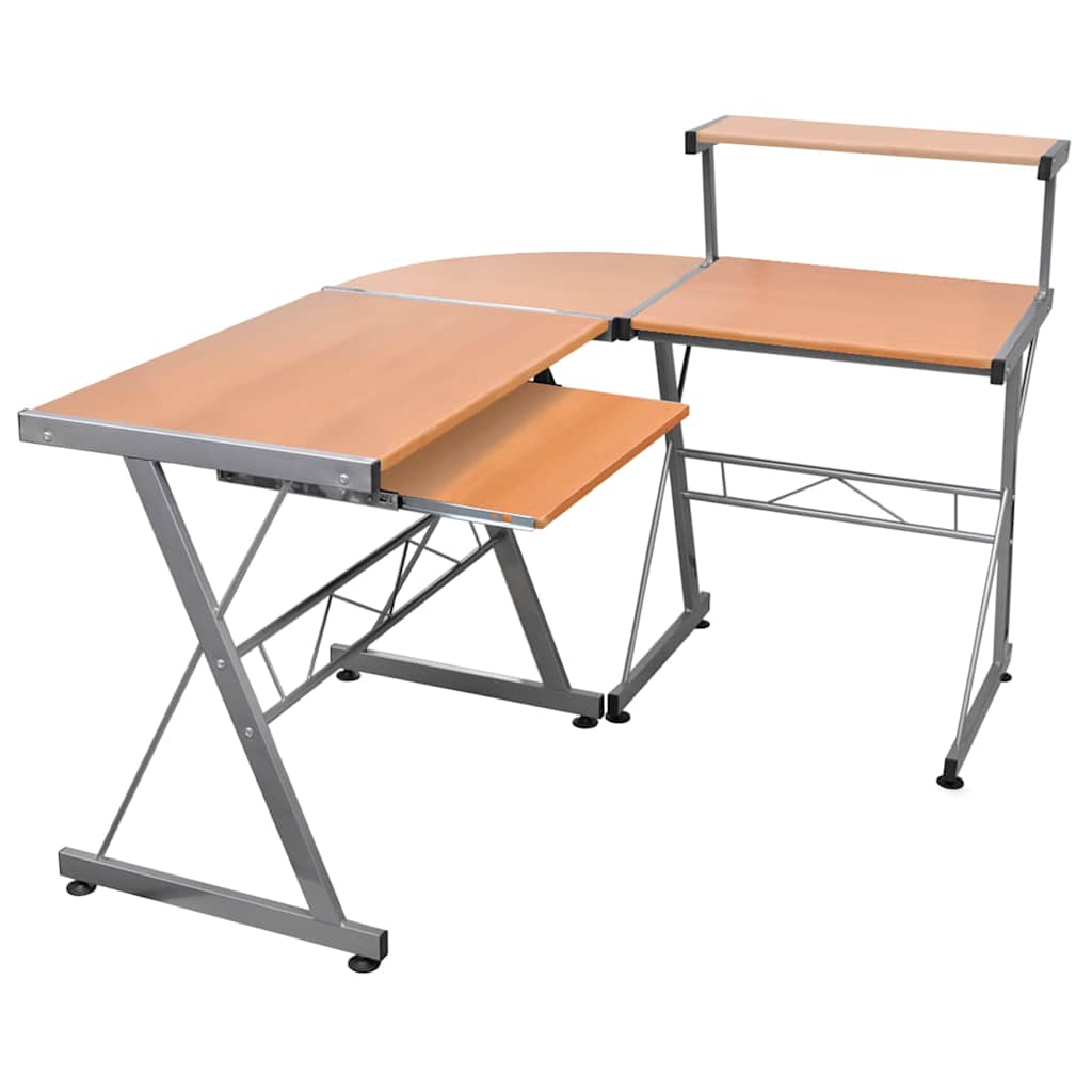 vidaXL Datorbord h&ouml;rn Brun 132x112x99 cm konstruerat tr&auml;