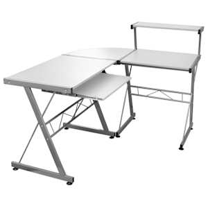 vidaXL nurga arvutilaud, valge, 132 x 112 x 99 cm, tehispuit
