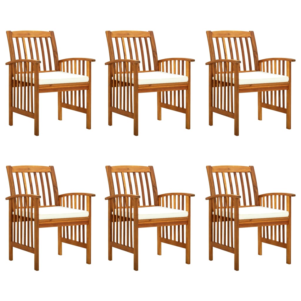 Image of vidaXL Garden Dining Chairs 6 pcs with Cushions Solid Wood Acacia