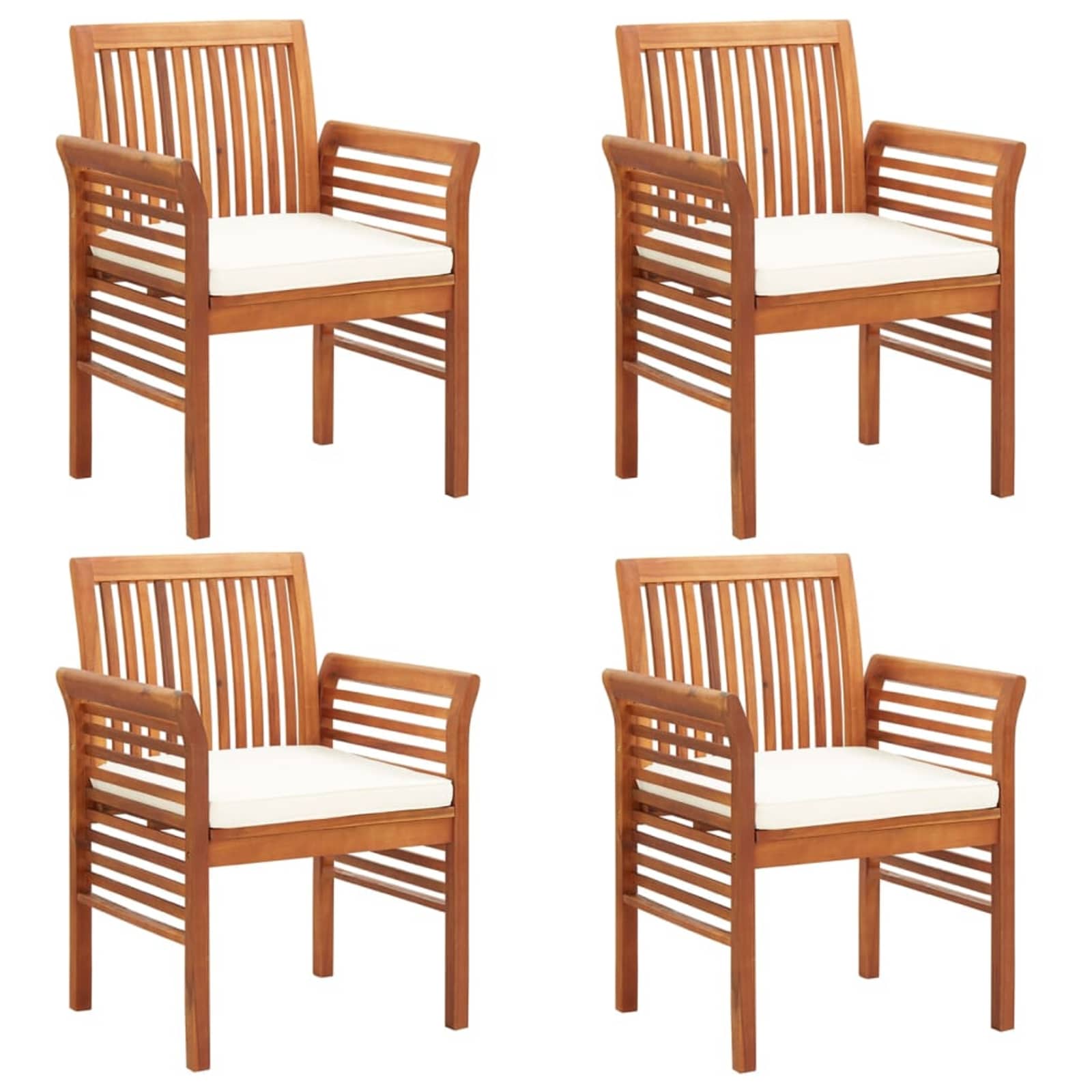 vidaXL Tuinstoelen 4 st met kussens massief acaciahout Bruin