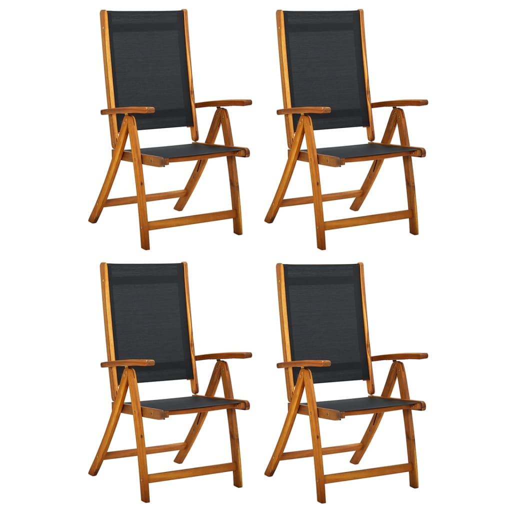 Vidaxl scaune de grădină pliabile 4 buc. lemn masiv acacia & textilenă