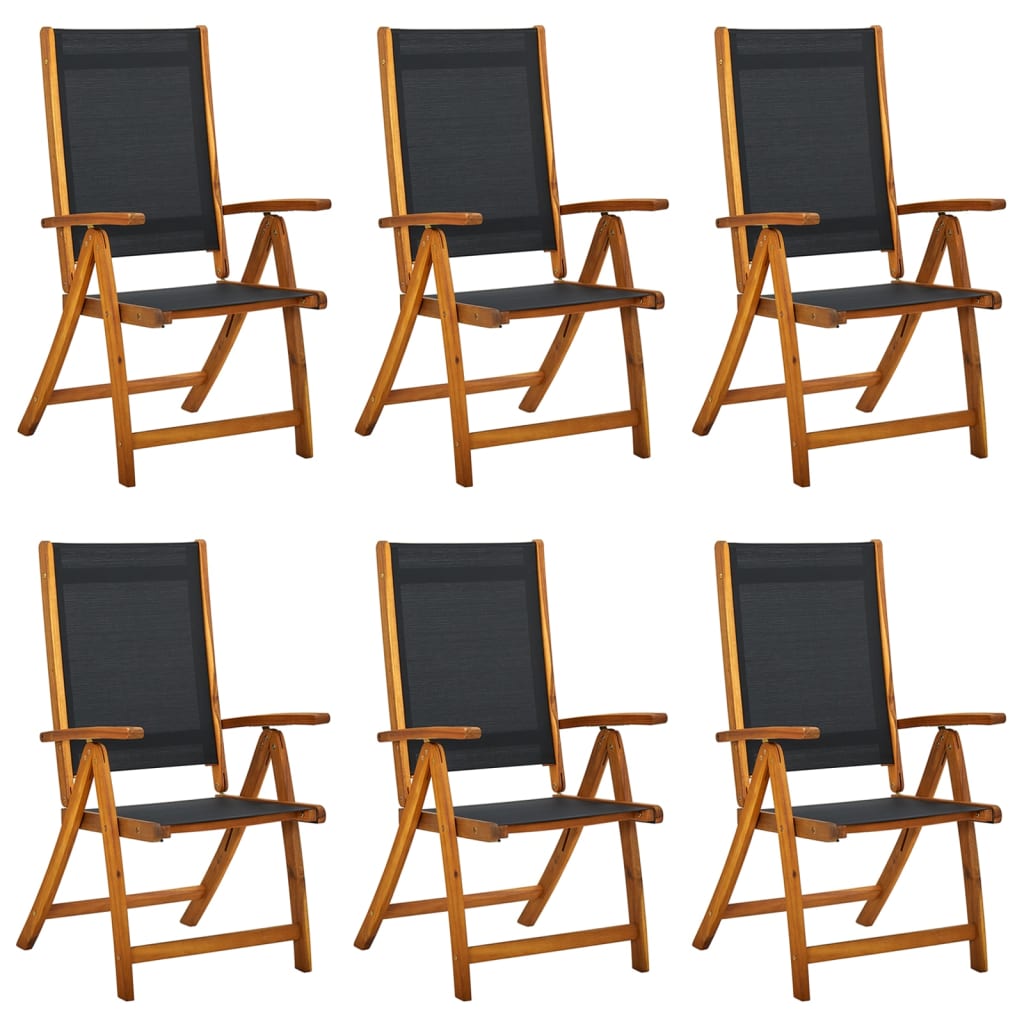 Vidaxl scaune de grădină pliabile 6 buc. lemn masiv acacia & textilenă